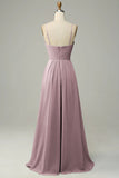 Spaghetti Straps Pleated Empire Waist Bridesmaid Dress