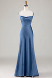 Lace-Up Back Burgundy Long Bridesmaid Dress with Slit