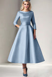 Cabernet Satin A-Line Mother of the Bride Dress with Pockets