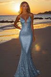 Sparkly Dusk Mermaid Spaghetti Straps Sequined Formal Dress