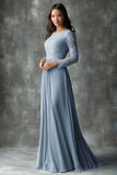 Champagne Rose Chiffon Round Neck Applique Mother of the Bride Dress