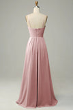 Spaghetti Straps Pleated Empire Waist Bridesmaid Dress