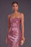 Sparkly Black Spaghetti Straps Mermaid Sequin Long Formal Dress