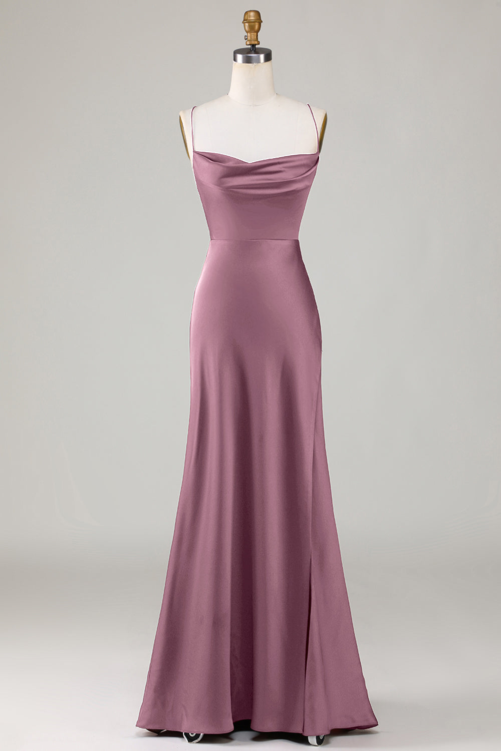 Leely Women Burgundy Long Bridesmaid Dress with Slit Mermaid Lace-Up Back Wedding Party Dress leelyuk Leely Women Burgundy Long Bridesmaid Dress with Slit Mermaid Lace-Up Back Wedding Party Dress leelyuk