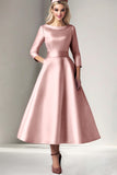 Cabernet Satin A-Line Mother of the Bride Dress with Pockets