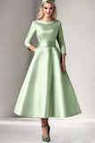 Cabernet Satin A-Line Mother of the Bride Dress with Pockets