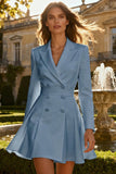White Peak Lapel Double Breasted A Line Short Blazer Wedding Dress