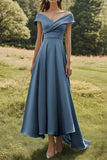 Sage Off the Shoulder A-Line Floor Length Formal Dress