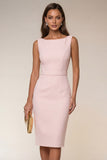 Ivory Bodycon Boat Neck Sleeveless Short Engagement Dress