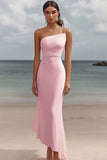 Elegant White Chiffon Sheath One Shoulder Maxi Rehearsal Dinner Dress