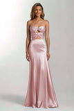 Dark Green Mermaid Sweetheart Satin Maxi Formal Dress
