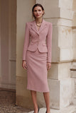 Black 2 Piece Pencil Single Breasted Midi Business Suits