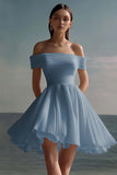 White Chiffon Short Ruched A Line Flowy Graduation Dress