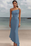 Elegant White Chiffon Sheath One Shoulder Maxi Rehearsal Dinner Dress