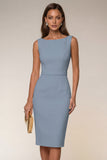 Ivory Bodycon Boat Neck Sleeveless Short Engagement Dress