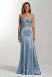 Dark Green Mermaid Sweetheart Satin Maxi Formal Dress