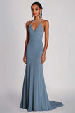Pink Halter Sheath Floor Length Formal Dress with Beading