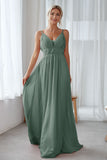 Vintage Mauve Chiffon Adjustable Straps Backless Long Bridesmaid Dress
