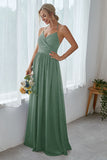 Dark Navy Chiffon Long Bridesmaid Dress