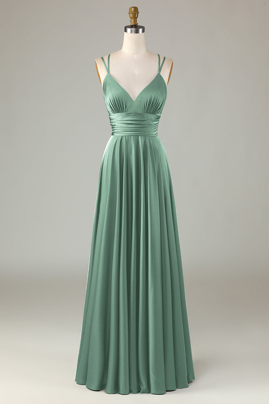 eucalyptus green bridesmaid dresses uk Elegant Halter Slit Pockets Ruffles Floor Length Chiffon Bridesmaid Dr –  mollyevers.co.uk main image 1