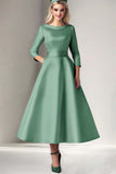 Cabernet Satin A-Line Mother of the Bride Dress with Pockets