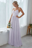 Dark Navy Chiffon Long Bridesmaid Dress