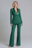 2 Piece Shawl Lapel Grey Green Double Breasted Business Suits
