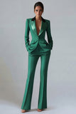 2 Piece Peak Lapel Dark Green Slim Fit Single Breasted Prom Suits