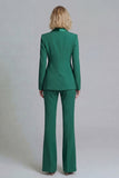 2 Piece Shawl Lapel Grey Green Double Breasted Business Suits
