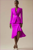 Ivory 2 Piece Peak Lapel Satin Bodycon Midi Business Suits