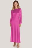 Simple Dusty Sage Sheath Scoop Neck Satin Long Formal Dress