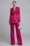 2 Piece Peak Lapel Floral Dark Green Long Sleeves Business Suits