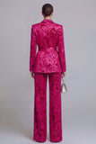 2 Piece Peak Lapel Floral Dark Green Long Sleeves Business Suits