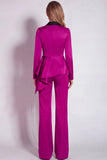 Long Sleeves Burgundy 2 Piece Notched Lapel Business Suits with Drape