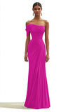 Eucalyptus One Shoulder Pleated Sheath Maxi Formal Dress