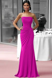 Coffee Strapless Sheath Ruched Floor Length Red Carpet Dress