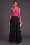 Orange and Fuchsia A Line Pleated Long Formal Dress