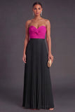 Pink and Orange Front Twisted Sweetheart Pleated Long Formal Dress