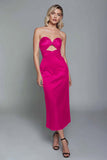 Dusty Blue Satin Sheath Sweetheart Keyhole Maxi Formal Dress