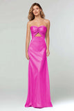 Light Blue Sheath Sweetheart Satin Long Formal Dress