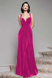 Burgundy Velvet Mermaid Thick Straps Long Ruched Holiday Party Dress