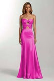 Sky Blue Mermaid Satin Sweetheart Long Formal Dress