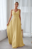 Vintage Mauve Chiffon Adjustable Straps Backless Long Bridesmaid Dress