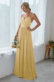 Dark Navy Chiffon Long Bridesmaid Dress