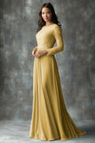 Champagne Rose Chiffon Round Neck Applique Mother of the Bride Dress