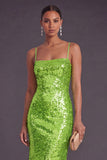 Sparkly Black Spaghetti Straps Mermaid Sequin Long Formal Dress