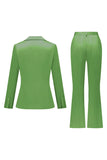 Grey Pink Satin Notched Lapel Women Suits with Long Sleeves