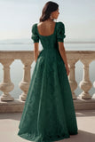 White Lace Square Neck A Line Long Wedding Reception Dress