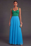 Orange and Fuchsia A Line Pleated Long Formal Dress