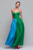 Red and Fuchsia Long Strapless A Line Patchwork Formal Dress